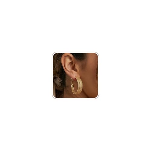 4 Pair Small Gold Hoop Earrings for Women Sensitive Ears - Hypoallergenic 14k Real Gold Plated Hoops Zirconia Cartilage Huggie Earrings Set Helix Piercing Earring Gold Jewelry for Women Gift - color: 1951 Hoop Gold