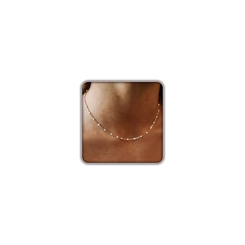 Gold Necklaces for Women Trendy, 14K Gold Plated Dainty Lip Chain Simple Choker Hypoallergenic Waterproof Boho Necklace Fashion Accessories Women Jewelry for Her - color: O chain-white