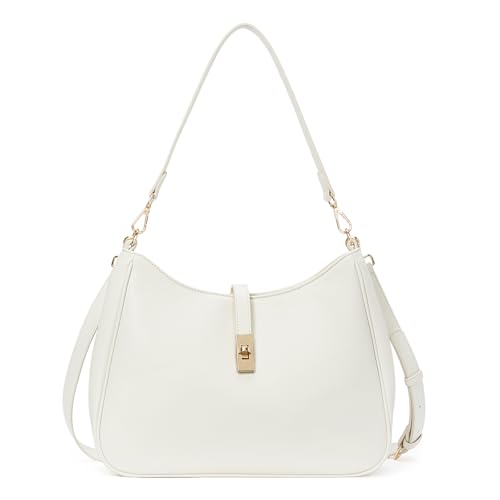 CLUCI Hobo Bags for Women, Vegan Leather Tote Handbag, Water Repellent Shoulder Purses, Crossbody Bag with Adjustable Strap - color: C-white-large