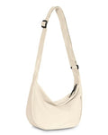 Crossbody Crescent Bag for Women Men Trendy, Crescent Sling Bag with Adjustable Strap, 2 Zippers Lightweight - color: Beige