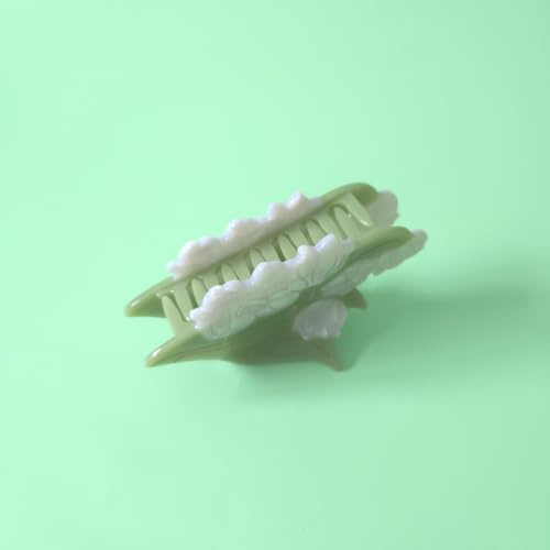 Green Flower Hair Clips,Cellulose Acetate Hair Clips,Lily of the Valley Claw Clips for Women - color: Big Lily
