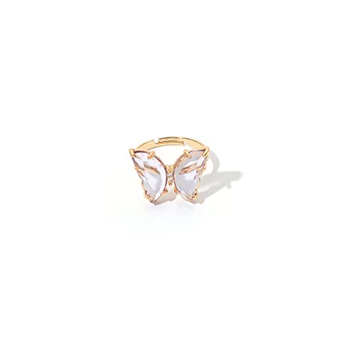 8Pcs Colorful Vintage Bohemian Acrylic Butterfly Knuckle Rings Set for Women Cute Open Adjustable Cuff Circle Finger Thumb Animal Ring Retro Boho Insect Jewelry - color: A 8pcs