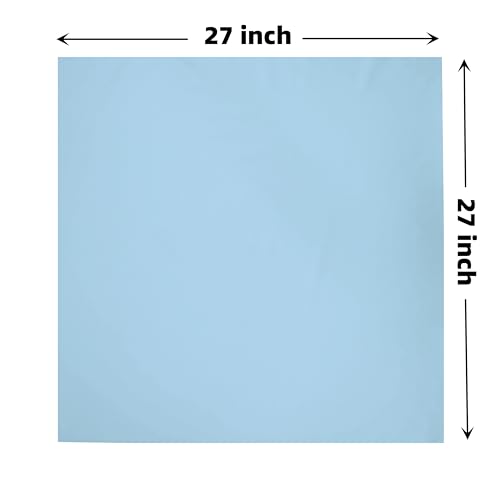100% Cotton Bandana 27x27 Large Solid Head Scarf for Men Women Thick Opaque Reusable Wrapping Cloth Gift & Lunch - color: Light Blue Single