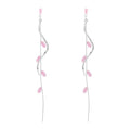 Crystal Drop Earrings,Zirconia Rhinestone Dangling Earrings for Women Prom Party Jewelry Gifts， Dangle Fashion Jewelry Crystal Earrings for Women - color: pink silver