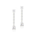 Teardrop Cubic Zirconia Dangle Earrings for Women 925 Silver Post Gold Plated Bridal Jewelry for Wedding Bride Bridesmaid Prom Pageant - color: White Gold