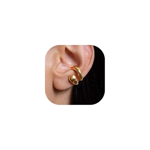 Ear Cuffs Non Piercing Chunky Water Droplet Ear Cuff Earrings for Women Trendy Clip on Cartilage Simple C-Shaped Diamond Studded Ear Clip Jewelry Best Gifts 2026 - color: A-Gold