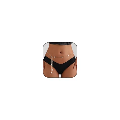 Bohemian Fake Pearl Bikini Body Chain for Women Adjustable Waterproof Belly Waist Jewelry Layered Cubic Zirconia Swimsuits Beach Chains Summer Festival Mermaid Party Accessories - style: Style-A