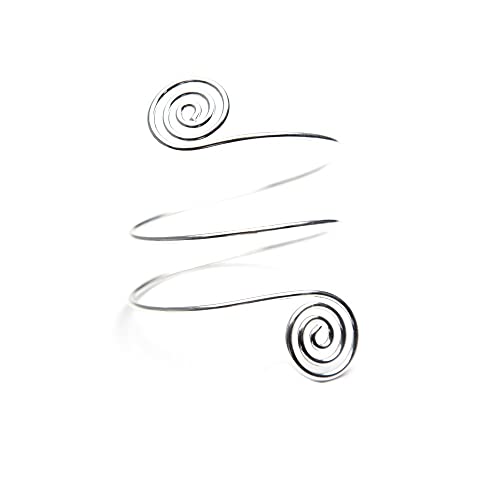 Caiyao Boho Upper Arm Bracelet Cuff Bangle Gold Silver Geometric Cuff Bracelets Mental Open Upper Arm Bangle Bracelet Adjustable Armband Jewelry for Women - style: Swirl Silver