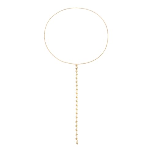 Star Sequin Backdrop Necklace for Women Backless Dress Back Necklace Stars Drop Back Chain Body Jewelry - color: Gold