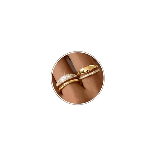 LOLIAS 14K Gold Plated Stackable Rings for Women Non Tarnish - Dainty Cubic Zirconia Wedding Bands Ring Set Minimalist Trendy Statement Engagement Promise Thumb Rings Stacking Size 5-10 - style: Unique-14K Gold Plated