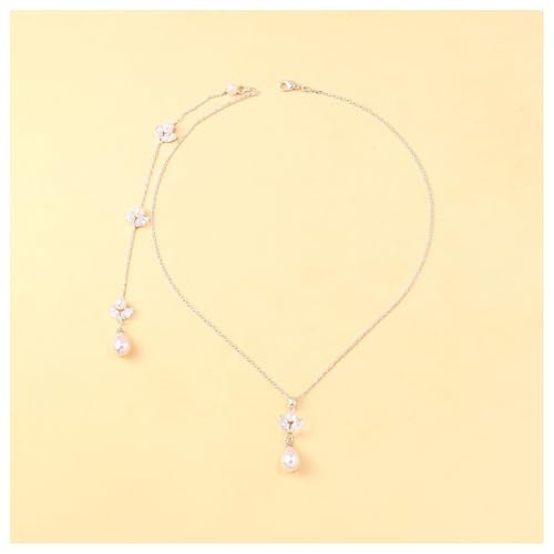 Rhinestone Pearl Back Chain Necklace for Backless Dress Bridal Wedding Simple Crystal Backdrop Festival Body Chain Jewelry for Women