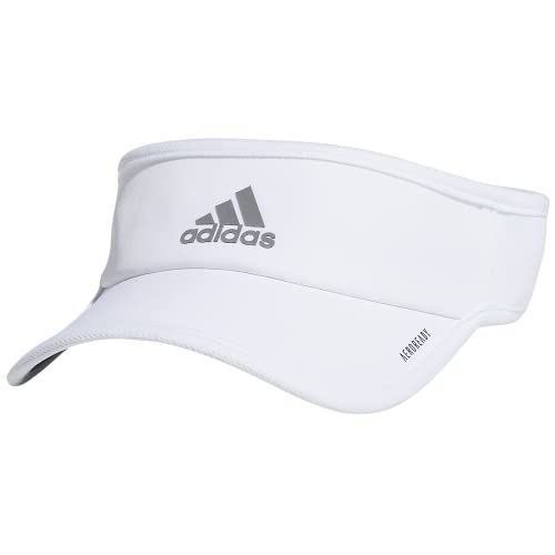 adidas Women's Superlite Visor – Lightweight Moisture-Wicking Running Tennis Hat - color: White/Silver Reflective/3