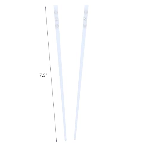 Set of 2 Hair Sticks with 3 Diamonds Chopsticks - White - color: White