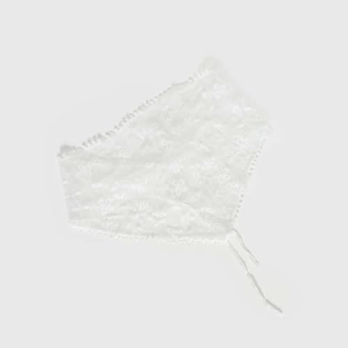 Women's Floral Lace Triangle Hip Scarf Head Kerchief Tie Waist Belt Sheer Hip Wrap Boho Head Scarf Hair Accessory - color: White