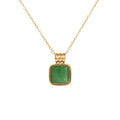 Green Aventurine Stone Pendant Necklace for Women Dainty 18K Plated Gold Chain Choker Necklace,Layered Necklace,Jewelry Set Non Tarnish - color: green