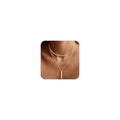 BERISO 14K Gold Plated Layered Necklace for Women, 3 Layer Dainty Gold Necklace with Minimalist Pendant, Elegant Everyday Gold Jewelry Gift - style: layered necklace-F