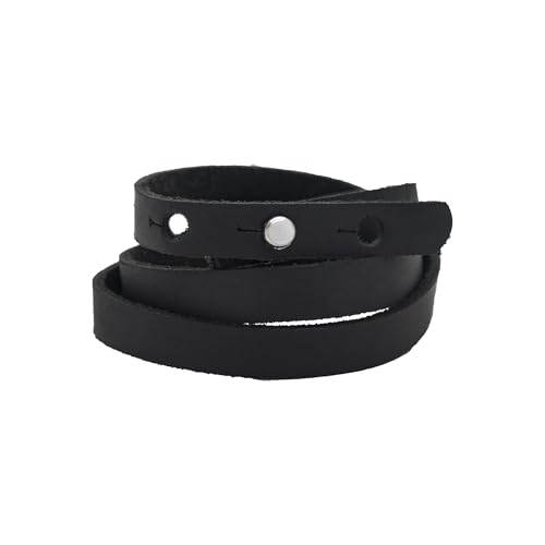 Realeather Leather Wrap Bracelet, Black,