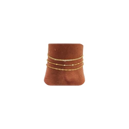 LOYALLOOK Ankle Bracelets for Women Waterproof, 14K Gold Plated Cuban Figaro Link Chain Beaded Anklets Set, Dainty Layered Anklets for Women Non Tarnish Summer Beach Foot Jewelry Adjustable Size - color: 3Pcs Anklets-14K Gold