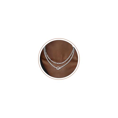CHESKY Layered Necklaces for Women, 14K Gold Plated Chain Necklace Women Trendy Cuban Link Paperclip Chain Toggle Clasp Necklace Fashion Chunky Jewelry for Women - style: Paperclip Toggle-SL