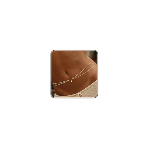 Gold Body Chain for Women Belly Waist Chain Sexy Bikini Beach Jewelry for Women Waterproof Cute Hips Stomach chain Belt Summer Vacation Accessories Gift For Her Boho Jewelry Adjustable 26.5-37Inch - style: N.1pc Zircon Diamond Crossed Beads Chain