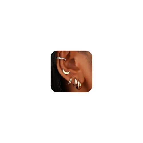 Ear Cuff Earrings for Women Chunky Ear Cuff Colourful Non Pierced Ear Cuff Non Piercing Clip On Cartilage Wrap Cuff Earrings Jewelry Gifts - color: 246Gold 5Pcs