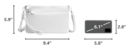 befen Genuine Leather Wristlet Clutch Wallet Purses with RFID Blocking, Small Crossbody Bags Shoulder Handbag for Women - color: White