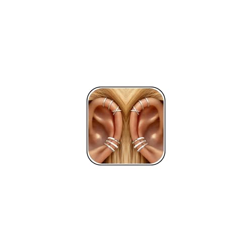 Ear Cuffs Non Piercing 14K Gold Plated Ear Cuff Earrings for Women Trendy Clip on Cartilage Earring Stacks Non Pierced Adjustable Fake Earrings Set Jewelry - color: A2:Silver Ear Cuffs 10CS