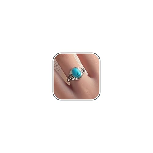 Turquoise Ring Handmade Boho Vintage Statement Thumb Knuckle Ring Western Country Concert Jewelry Gift for Women Wife Mom Sister Friend