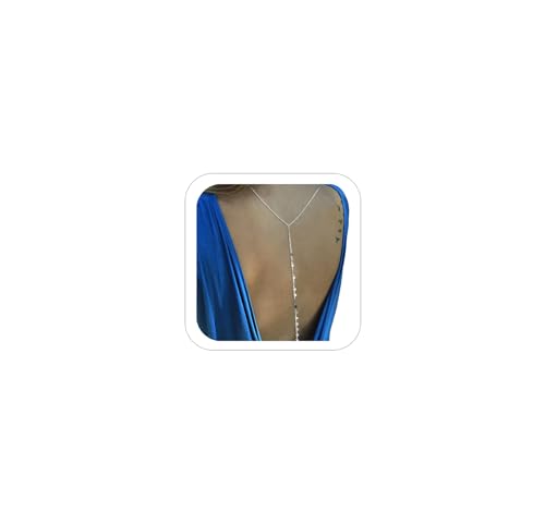 Star Sequin Backdrop Necklace for Women Backless Dress Back Necklace Stars Drop Back Chain Body Jewelry - color: Silver