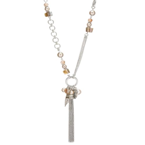 FULU AUTUMN Long Necklaces for Women Trendy Long Chunky Beaded Necklace Boho Fashion Costume Jewelry Mothers Day Gifts for Her - color: 95-Champagne