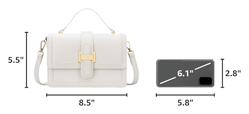 KKXIU Crossbody Bags for Women - Top Handle Purses for Lady, Leather Handbags Shoulder Clutch with Adjustable Shoulder Strap - color: B-white
