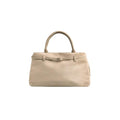 Base’ic Women’s Suede Tote Bag with Gold Hardware – Trendy Slouchy Shoulder Hobo Satchel Handbag Work Purse Travel Gift - color: Beige (Gold Hardware)