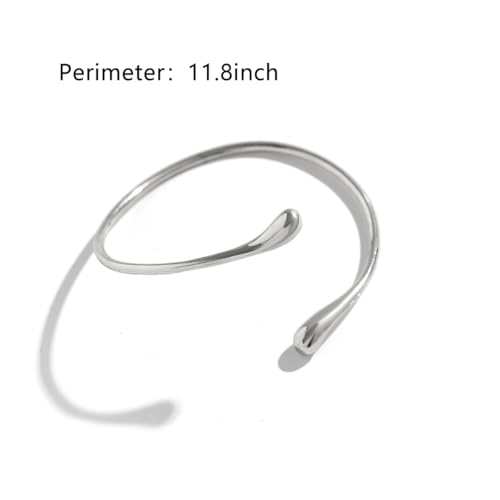 Women's 18k Gold Plated Arm Cuff Bracelet - Minimalist Silver Upper Arm Cuff for Cool - color: D-Gold