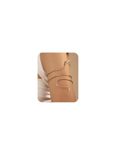 Gold Snake Upper Arm Cuff Bracelet for Women Minimalist Swirl Arm Cuff Bangle Chic Coil Arm Cuffs Armband Layered Wave Cuffs Armlet Statement Egyptian Jewelry Trend Bracelets For Party