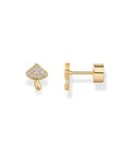 PAVOI 14K Gold Plated Dainty Flat Back Earrings for Women - Hypoallergenic Sterling Silver Posts Helix Cartilage Piercing Jewelry - Emoji Motif Bow Celestial Flatback Gold Stud Earrings Screw Back - style: Mushroom