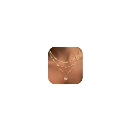 Layered Necklaces For Women,Dainty Gold Necklace Stack 14K Gold Plated Stackable Chain Necklaces For Women Trendy Statement Formal Layering Pendant Necklace Cute Stuff Fashion Jewelry - color: Gold-style2