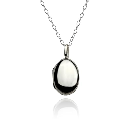 FashionJunkie4Life Sterling Silver Oval Locket Necklaces for Women, 18" Cable Chain - style: Rounded Front