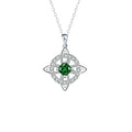 Mystical Birthstone Witches Knot Necklace – Natural Crystal Celtic Pendant, Wiccan Pagan Jewelry Gift for Women - color: May