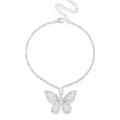 Kokoma Dangle Butterfly Rhinestone Anklet for Women, Shiny Cubic Zirconia Dangling Charm Ankle Bracelet Adjustable Chain Foot Jewelry for Summer Beach