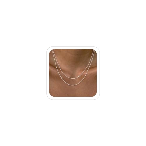 MBW Silver Paperclip Chain Necklace for Women,Dainty Sterling Silver Choker Necklaces for Women Trendy Simple Long Chunky Minimalist Waterproof Link Necklace Jewelry Gifts for Women 16/18/20 in - color: Statellite Chain