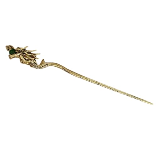 Dragon Hair Stick Chinese Hair Chopstick Vintage Bun Holder Lightweight Metal Styling Tool for Women Hanfu and Daily Updos - color: Golden