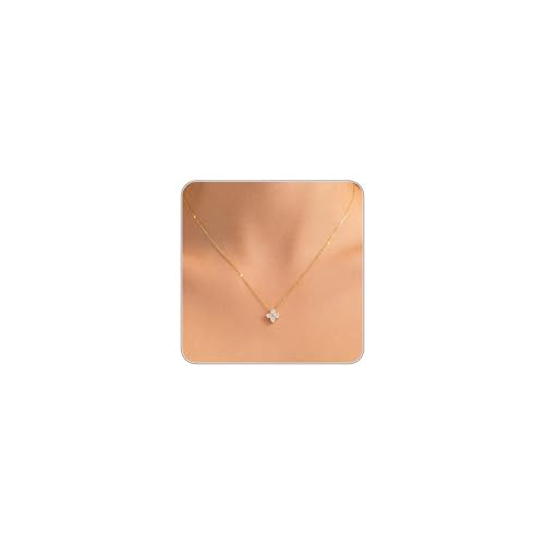 Dainty Gold Necklaces for Women Trendy Non Tarnish 14K Gold Plated Cubic Zirconia Necklace Layered Simple Cute Four Leaf Clover Choker Jewelry Birthday Gifts - color: Gold, style: Cable CZ-2