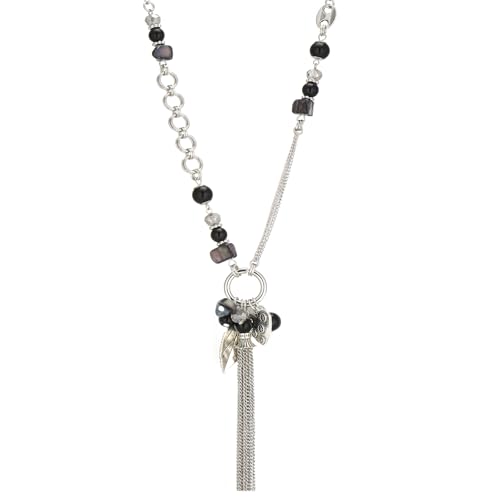 FULU AUTUMN Long Necklaces for Women Trendy Long Chunky Beaded Necklace Boho Fashion Costume Jewelry Mothers Day Gifts for Her - color: 95-Black