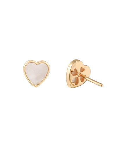 S.Leaf Gold Stud Earrings for Women Sterling Silver Gold plated Hypoallergenic Shell Mother of Pearl Post Earrings for Women Birthday Gifts - color: B01_Shell_7mm_Gold