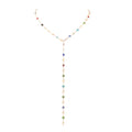 KURTCB Rhinestone Necklace for Women Boho Long Y Lariat Gold Necklace Stack Colorful Summer Beach Jewelry - color: Muliticolor