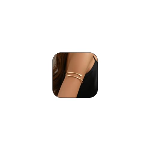Long tiantian Gold Arm Cuff Upper for Women Bangle Bracelets Upper Arm Cuff Bracelet Trendy Armband Beach Jewelry Trendy Stuff Gifts - color: A5:gold Arm Cuff