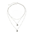 KURTCB Silver Necklace Stack Triple Layered Silver Square Pendant Necklace for WomenTrendy Dainty Jewelry