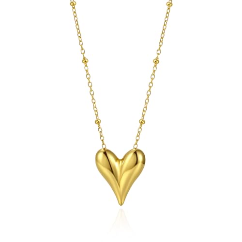14K Gold Heart Necklace for Women Boho stainless steel waterproof Cute Dainty Love Pendant Necklaces for Women - color: Styie-10