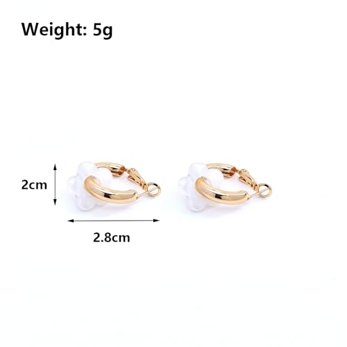 Chunky Acrylic Gold Small Flower Hoop Huggie Earrings, Colorful Boho Ear Piercing Dangle Drop Earrings, Dainty Chic Charm Jewelry Gift - color: White
