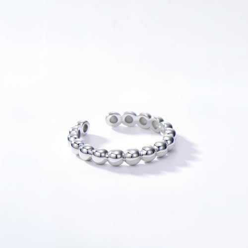CHIC & ARTSY 925 Sterling Silver Open Toe Ring for Women - Lightweight Comfortable Yoga Toe Rings, Adjustable Stackable Toe Rings, Boho Coastal Vacation Beach Foot Jewellery - color: Bead